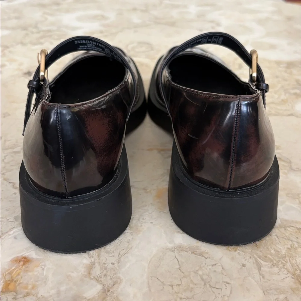 ZARA Burgundy Patent Mary Jane Platform Loafers – Chunky Sole - Picture 8 of 10